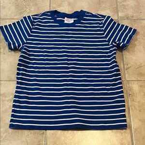 Hanna Andersson Blue and White Striped Kids Shirt size 140 or 10